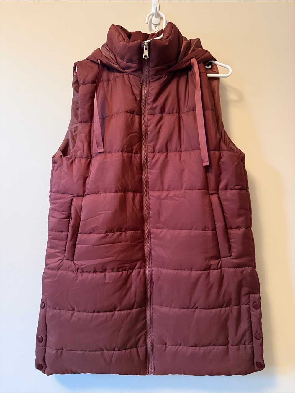 Sleeveless Quilted Puffer Vest - Mauve